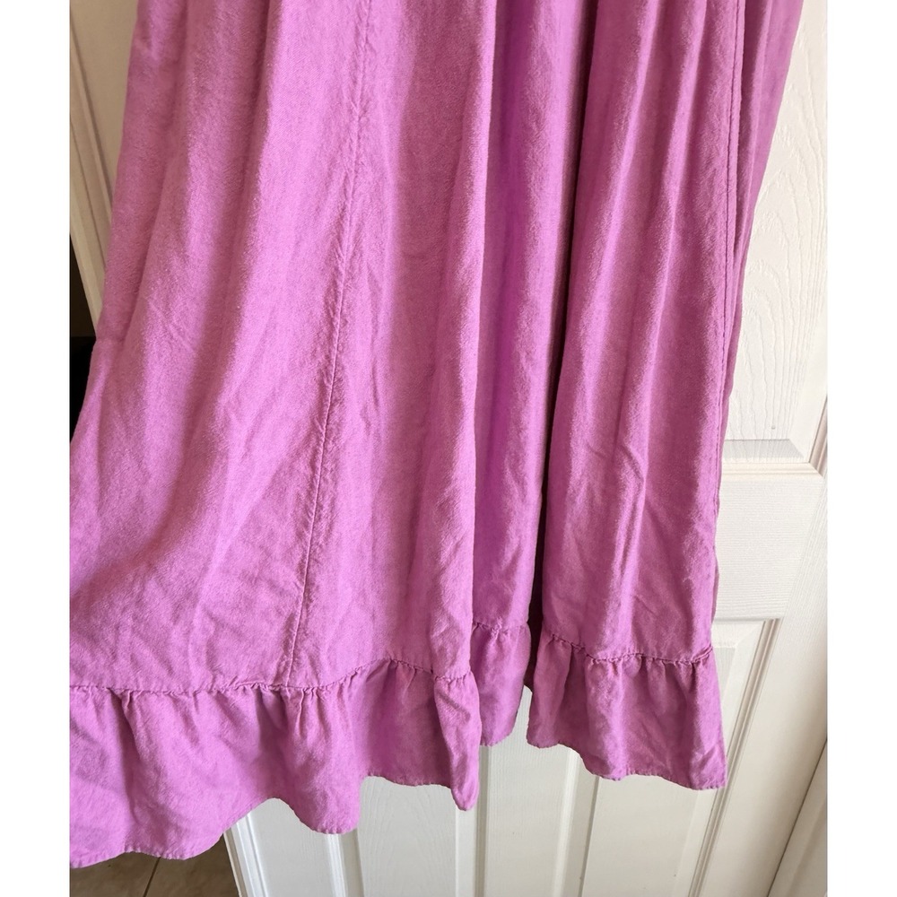 Free People Maxi Dress  Small Purple Linen Smocked Ruffle Boho Strapless - Picture 4 of 9